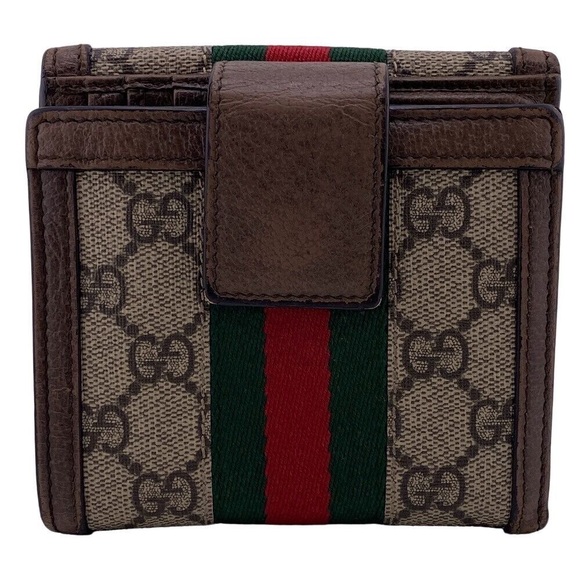 Gucci Sherry Line GG Supreme Ophidia Bifold Small Wallet PVC Brown - Picture 4 of 4